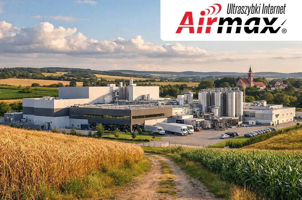 Nowoczesny zakład przetwórstwa spożywczego – bezproblemowy internet w produkcji spożywczej.
