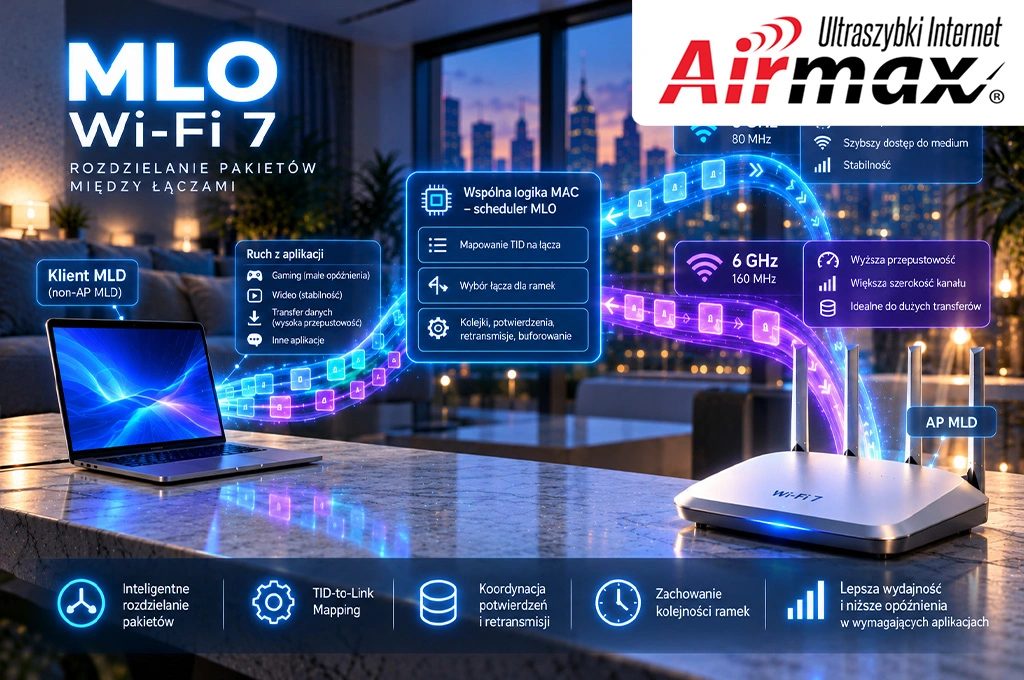 MLO w Wi-Fi 7 – rozdzielanie pakietów między łączami 5 GHz i 6 GHz, scheduler MAC i TID-to-Link Mapping