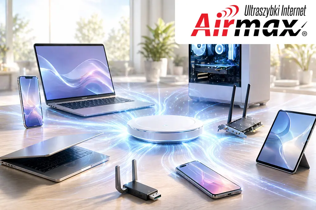 Które urządzenia obsługują Wi-Fi 7 - smartfony laptopy PC – nowoczesna sieć bezprzewodowa z routerem i kartami sieciowymi 802.11be